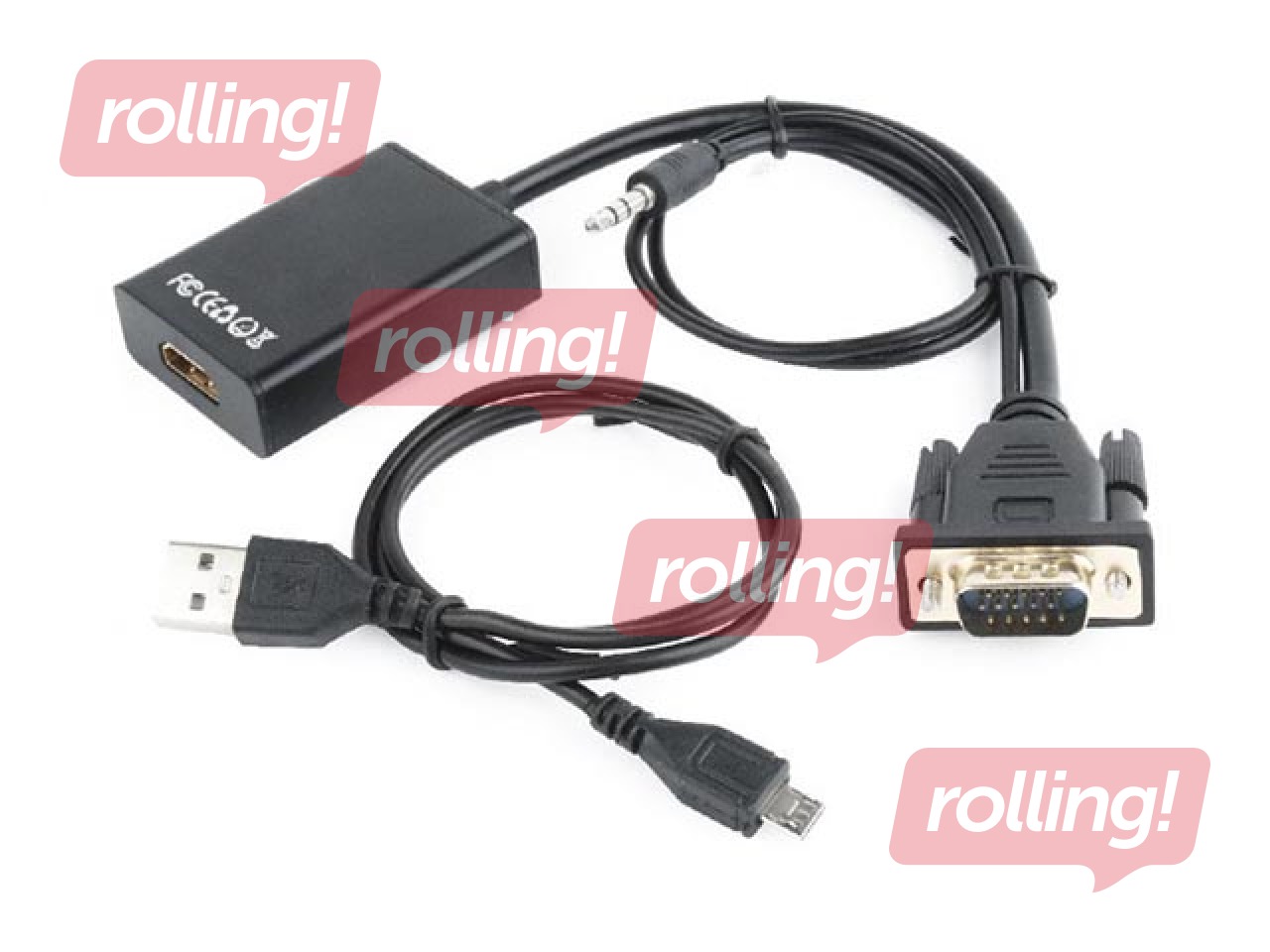 Adapteris Gembird VGA to HDMI adapter cable, 0.15 m, black