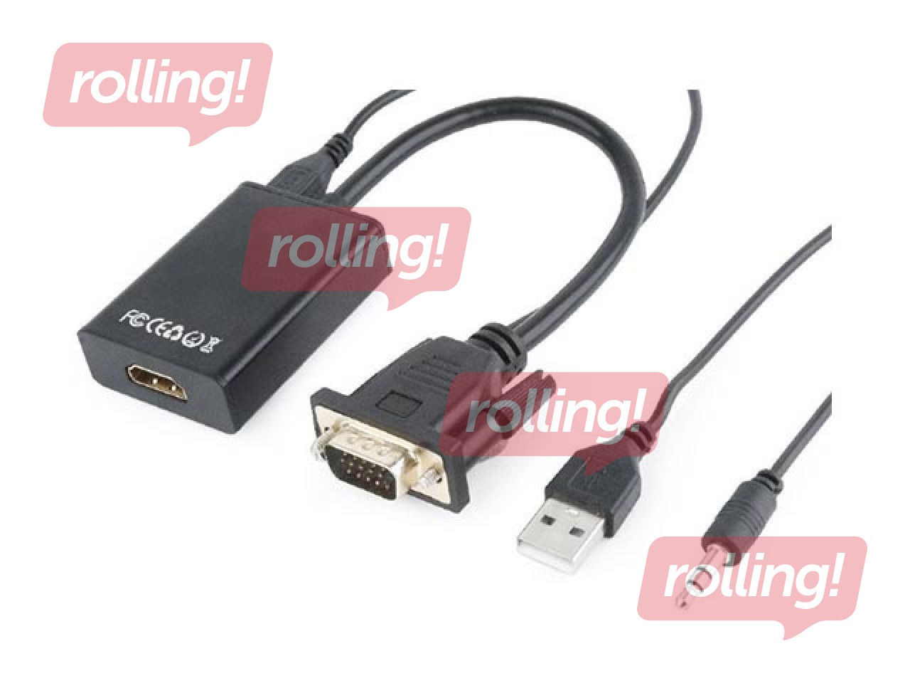Adapteris Gembird VGA to HDMI adapter cable, 0.15 m, black