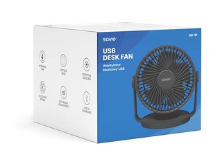 Table fan with accumulator Savio USB Desk Fan AD-01, black