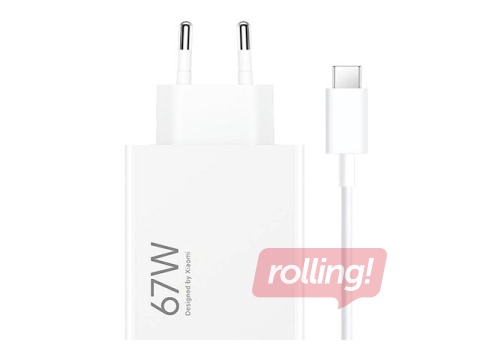 Charger Xiaomi HyperCharge Combo USB, with cable, 67W, white