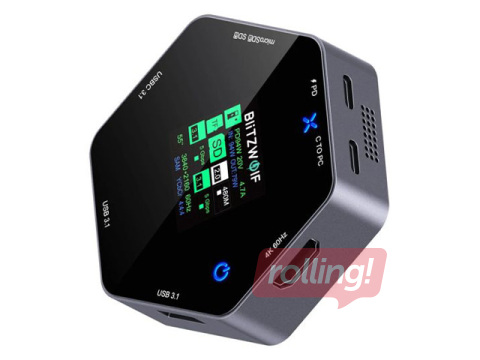 Daudzportu adapteris Blitzwolf, 8in1 docking station, BW-TH16, USB 100W, LCD Smart Display