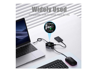 Daudzportu adapteris Blitzwolf, 8in1 docking station, BW-TH16, USB 100W, LCD Smart Display