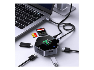 Mitme pordiga adapter Blitzwolf 8in1 docking station BW-TH16 USB 100W LCD Smart Display