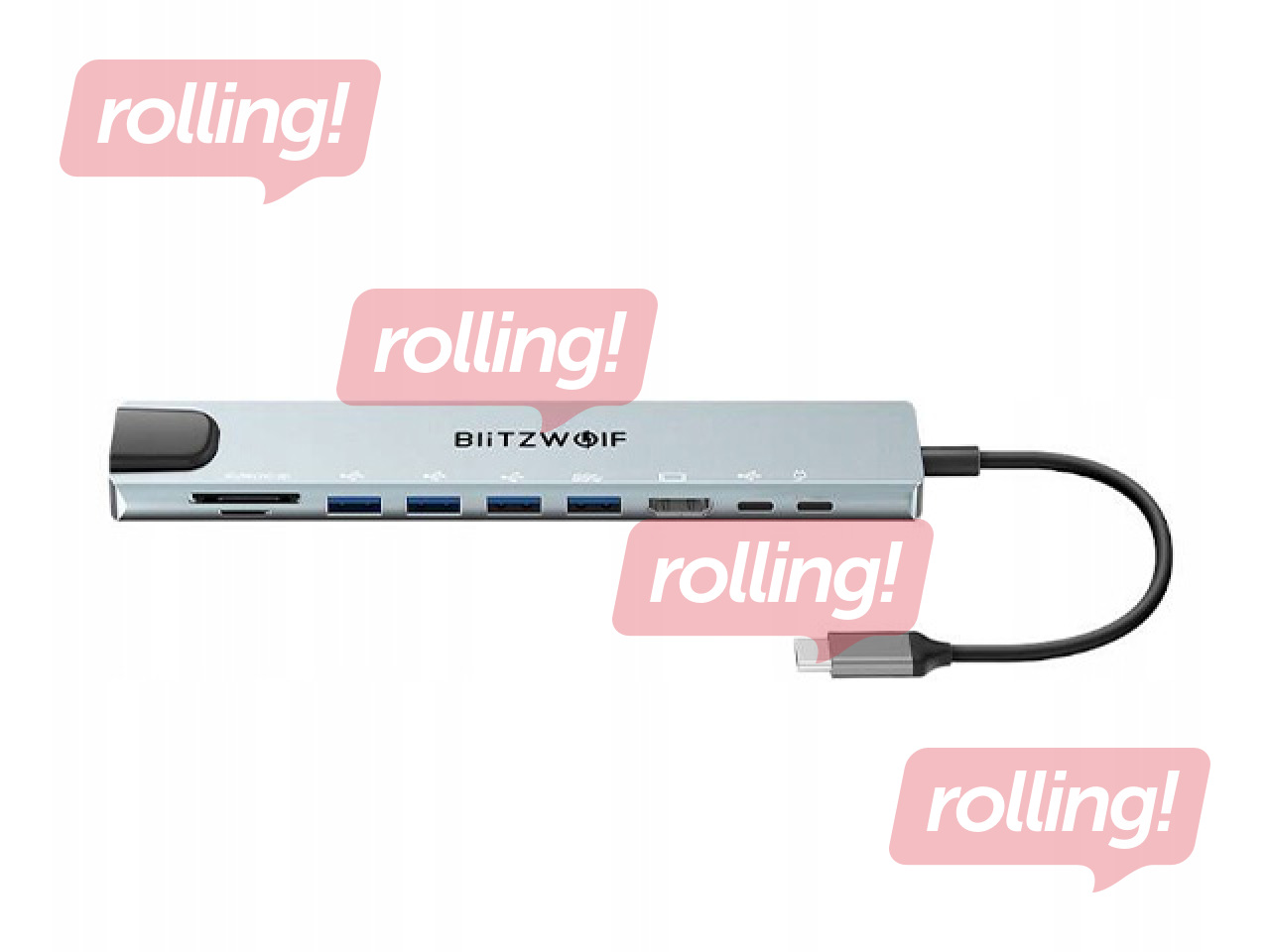 Daudzportu adapteris Blitzwolf, BW-TH5, 10in1, USB-C (silver)