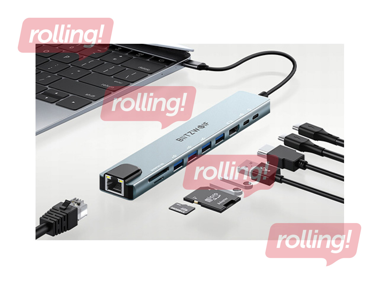 Mitme pordiga adapter Blitzwolf BW-TH5 10in1 USB-C (silver)