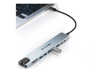 Mitme pordiga adapter Blitzwolf BW-TH5 10in1 USB-C (silver)