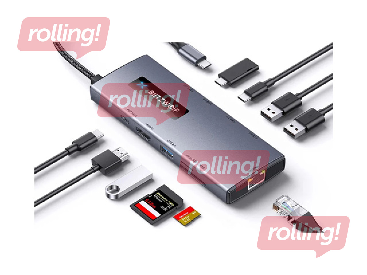 Daudzportu adapteris Blitzwolf, BW-TH8, 10in1, USB-C