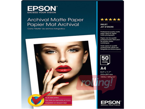 Epson A4 arhīvam paredzēts matēts fotopapīrs 189 g/m2, 50 loksnes