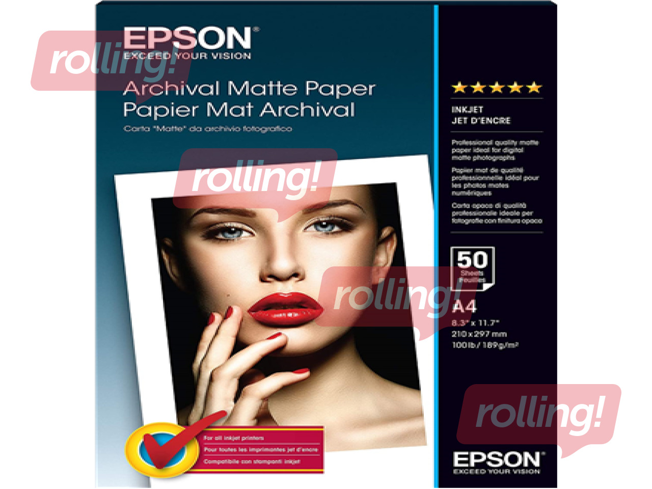 Epson A4 arhīvam paredzēts matēts fotopapīrs 189 g/m2, 50 loksnes