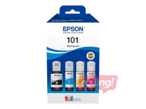 Epson EcoTank 101 tinšu komplekts (Melna, Dzeltena, Fuksīna sarkana, Ciānzila)