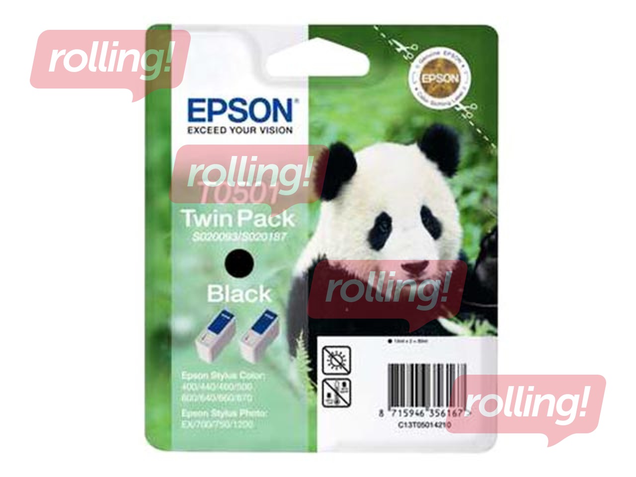 Tintes kasete Epson Stylus Color 460, melna, dubultpaka, 2 x 15ml
