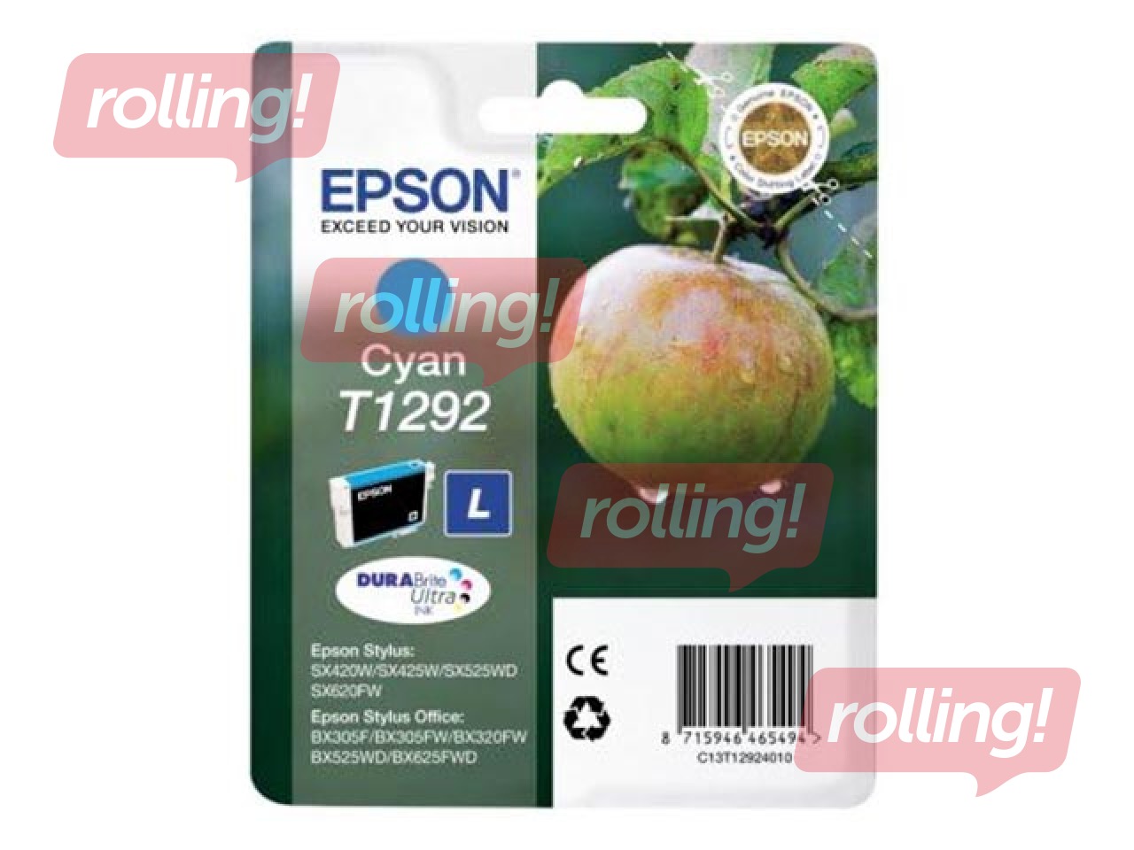 Tintes kasete Epson Stylus Office BX305F,  ciānzila, 7ml