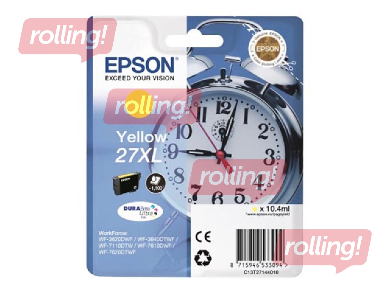 Tintes kasete Epson 27XL dzeltena, WF-7110DTW, 10.4 ml