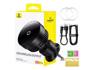 Magnētiskais bezvadu lādētājs Baseus, MagPro, stiprinājums gaisa restei, 15W, melns