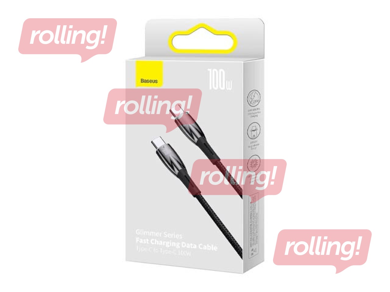 Ühendusjuhe Baseus Glimmer Series Type C - Type C, 100W, 20v, 5A, 1m, must