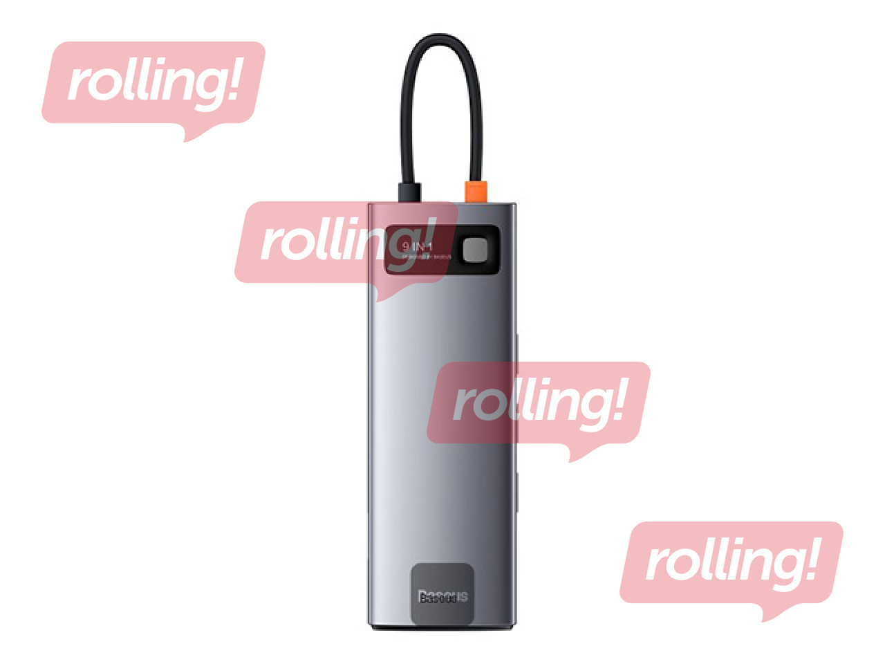 Daudzportu adapteris Baseus 9in1 Metal Gleam Series,USB-C to 3xUSB 3.0+HDMI+USB-C PD+Etherne