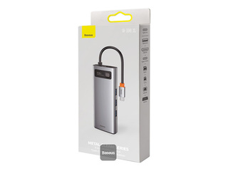 Daudzportu adapteris Baseus 9in1 Metal Gleam Series,USB-C to 3xUSB 3.0+HDMI+USB-C PD+Etherne