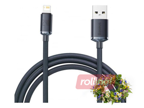 Savienotājvads Baseus Crystal Shine USB - Lightning, 2.4A, 2m, melns + Līgo dāvana!
