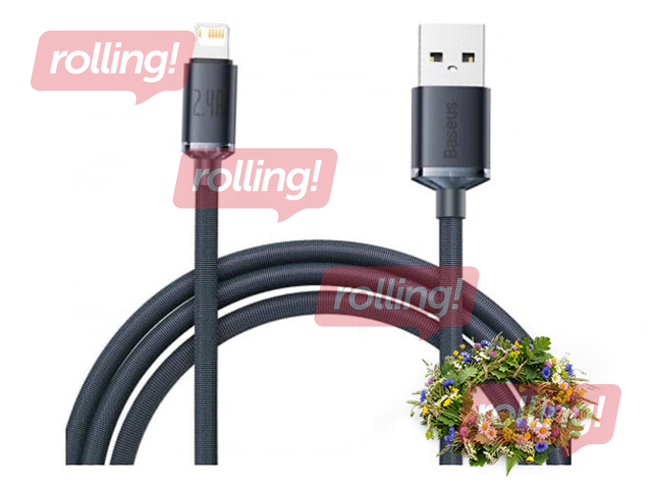 Savienotājvads Baseus Crystal Shine USB - Lightning, 2.4A, 2m, melns + Līgo dāvana!