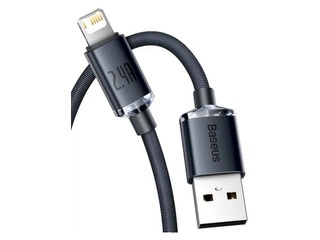 Savienotājvads Baseus Crystal Shine USB - Lightning, 2.4A, 2m, melns + Līgo dāvana!