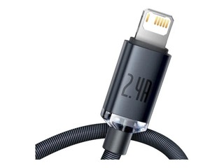 Savienotājvads Baseus Crystal Shine USB - Lightning, 2.4A, 2m, melns + Līgo dāvana!
