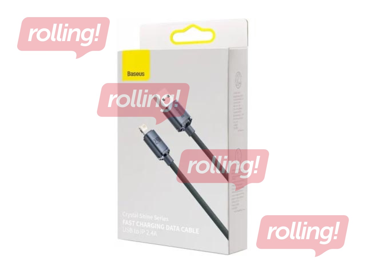 Savienotājvads Baseus Crystal Shine USB - Lightning, 2.4A, 2m, melns