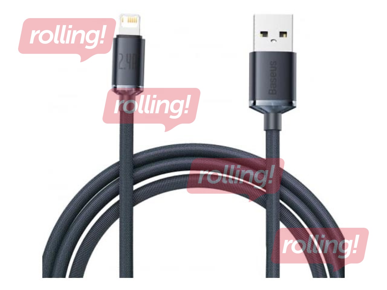 Savienotājvads Baseus Crystal Shine USB - Lightning, 2.4A, melns, 2m