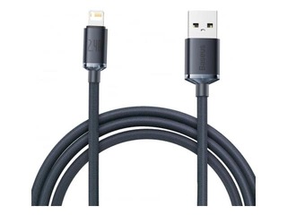 Соединительный провод Baseus Crystal Shine USB - Lightning, 2.4A, 2м, чёрный