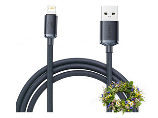Ühendusjuhe Baseus Crystal Shine USB - Lightning, 2.4A, 2m, must + Jaanipäeva kingitus!