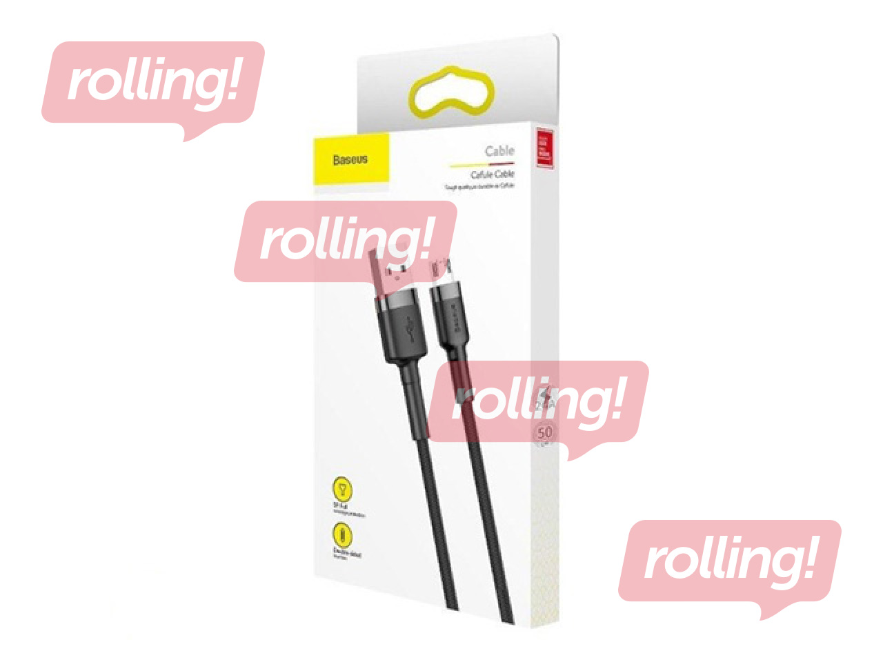 Savienotājvads Baseus Cafule USB - Micro USB, 2.4A, 1m, melns un pelēks