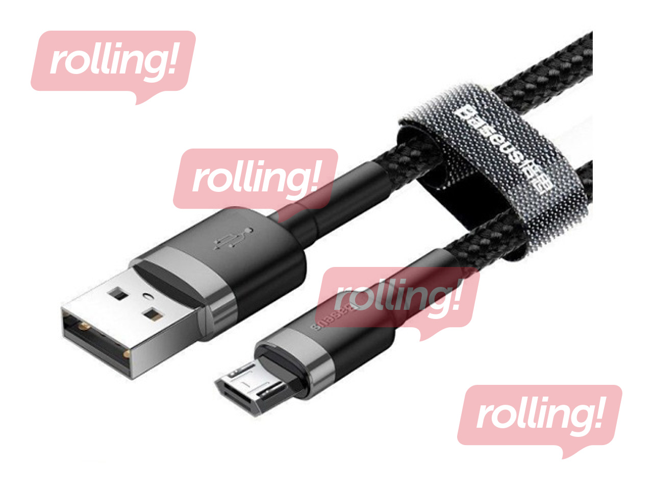 Savienotājvads Baseus Cafule USB - Micro USB, 2.4A, 1m, melns un pelēks