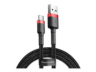 Savienotājvads Baseus Cafule USB 2.0 A - Type C Male QC 3.0 1m, melns un sarkans