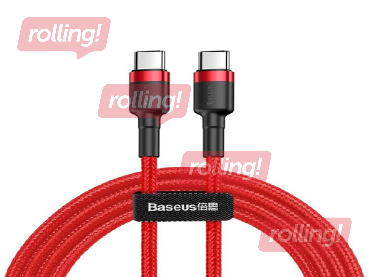 Savienotājvads Baseus Cafule Type C - Type C 60W PD 2.0 QC 3.0 1m, sarkans