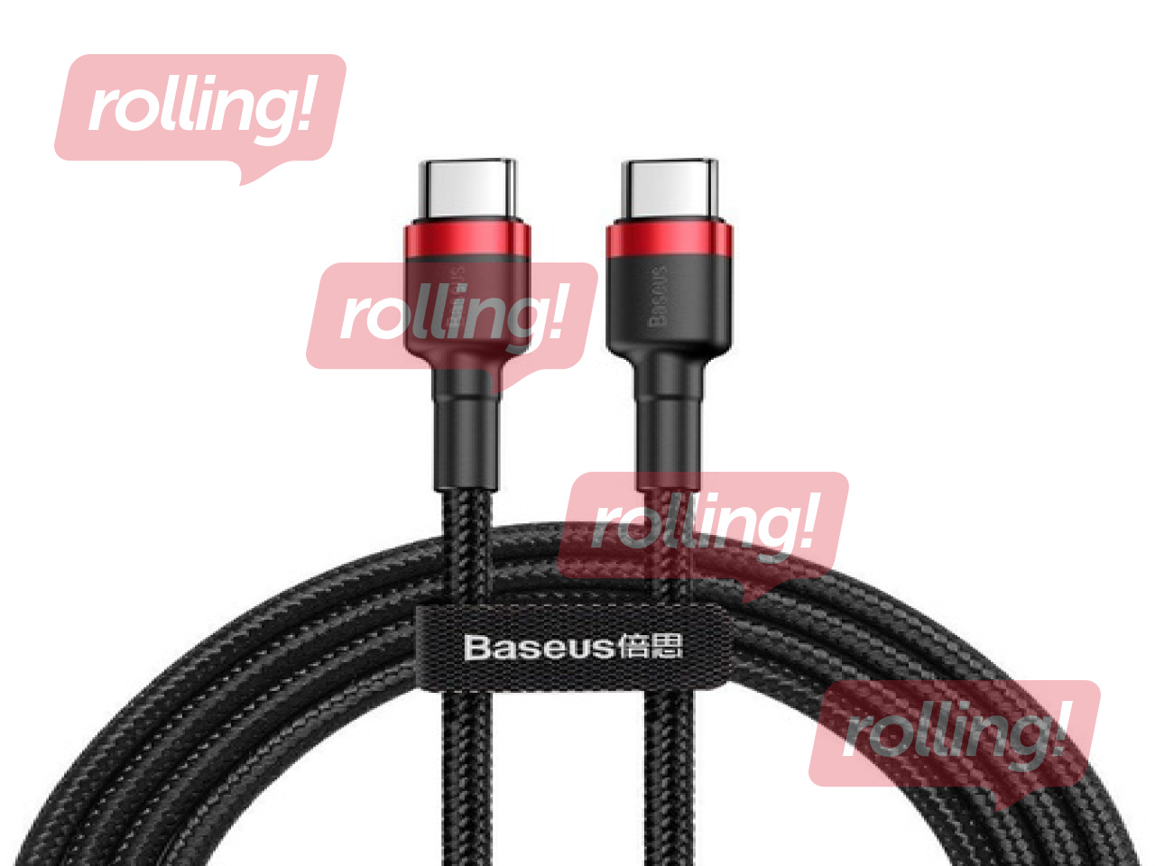 Connecting Cable Baseus Cafule Type C - Type C 60W PD 2.0 QC 3.0 1m, black and red