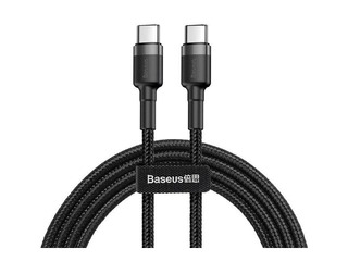 Savienotājvads Baseus Cafule Type C - Type C, 60W, 20v, 3A, 2m, melns un pelēks
