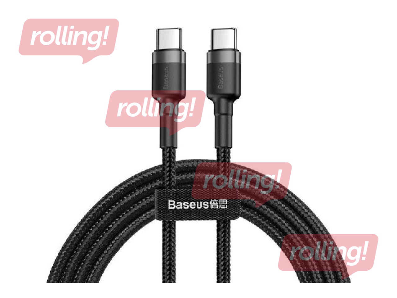 Savienotājvads Baseus Cafule Type C - Type C, 60W, 20v, 3A, 2m, melns un pelēks