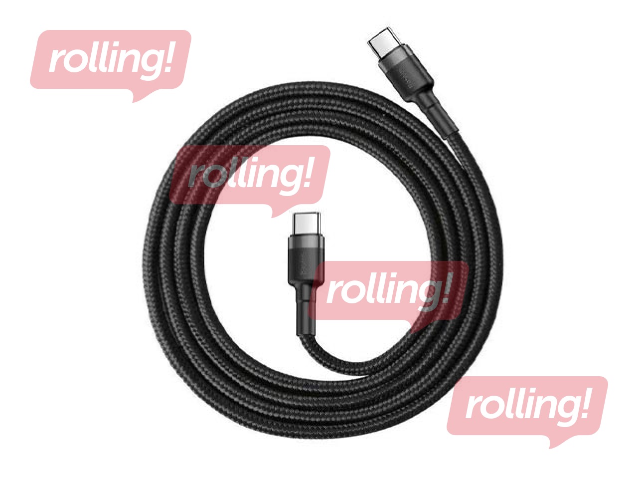 Savienotājvads Baseus Cafule Type C - Type C, 60W, 20v, 3A, 2m, melns un pelēks