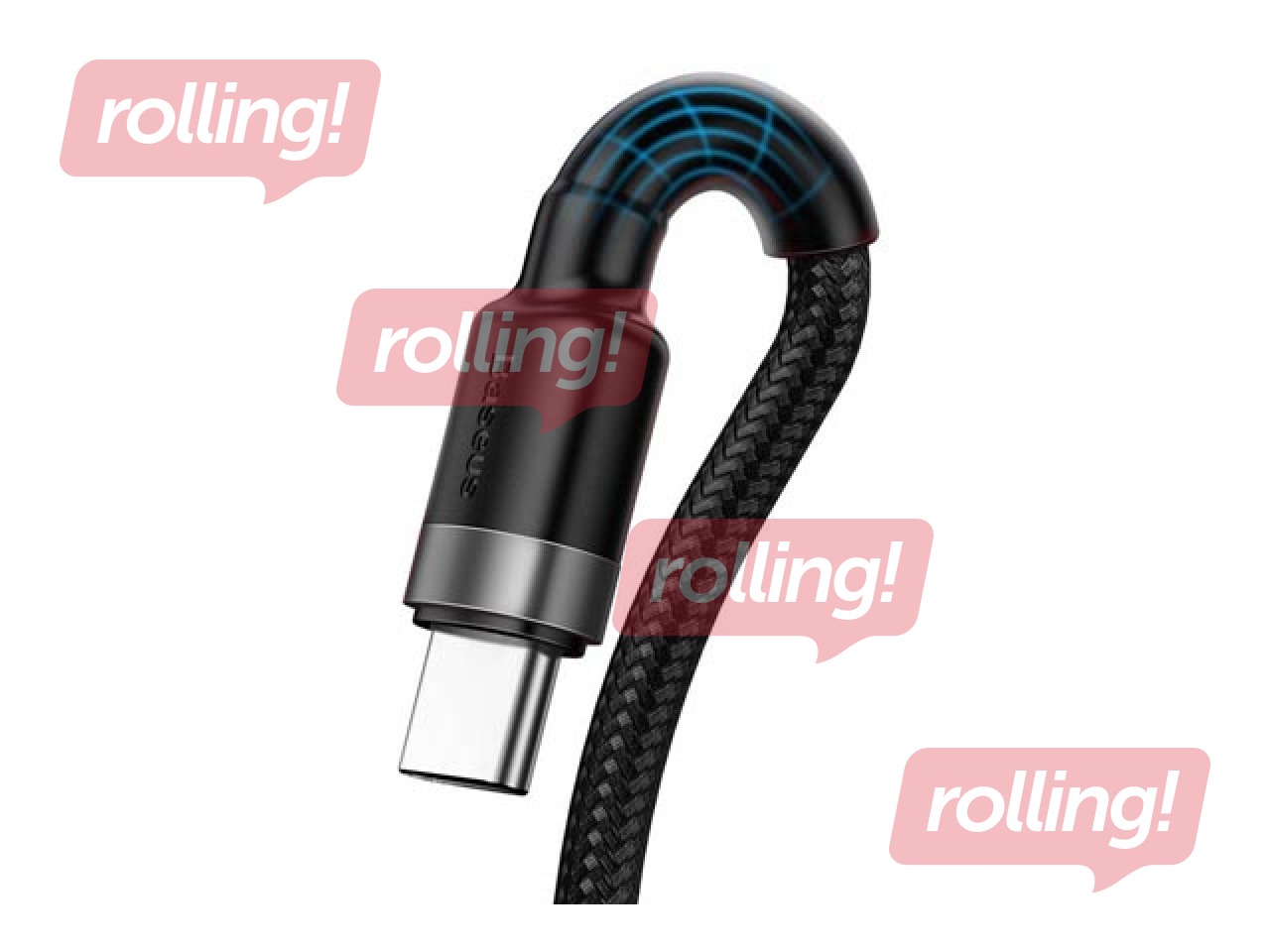 Connecting Cable Baseus Cafule USB - Type C, QC, 3.0, 5A, 1m, black and grey