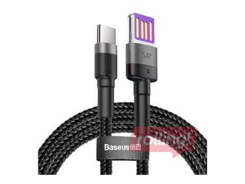 Соединительный провод Baseus Cafule USB - Type C, QC, 3.0, 5A, 1м, чёрный и серый