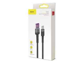 Соединительный провод Baseus Cafule USB - Type C, QC, 3.0, 5A, 1м, чёрный и серый