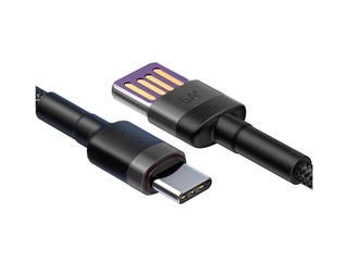 Соединительный провод Baseus Cafule USB - Type C, QC, 3.0, 5A, 1м, чёрный и серый