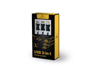 Ühendusjuhe CableExpert  3in1 USB - (Type C, Lightning, Micro USB), 1m, must
