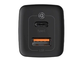 Lādētājs Baseus GaN2 USB + Type C, 65W, melns