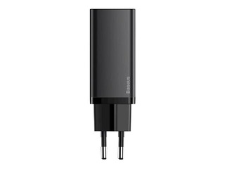 Lādētājs Baseus GaN2 USB + Type C, 65W, melns
