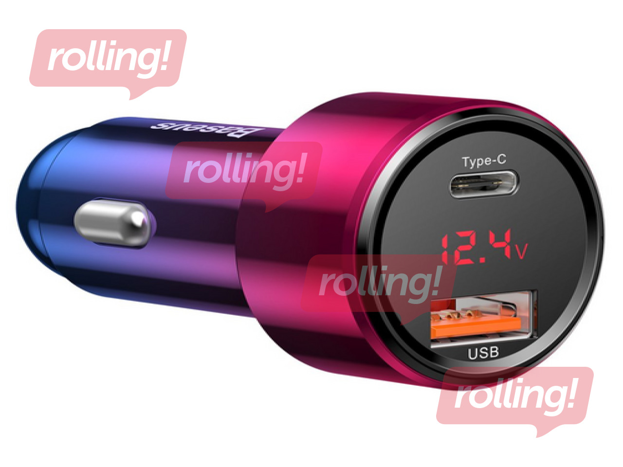 Auto lādētājs Baseus Magic USB + USB-C QC 4.0 PD 45W automašīnas lādētājs (sarkans-zils).