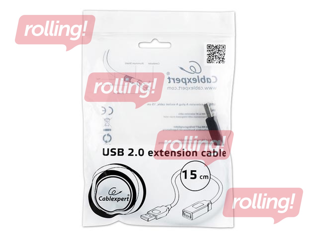 Gembird USB Male to USB Female 0.15m, Black