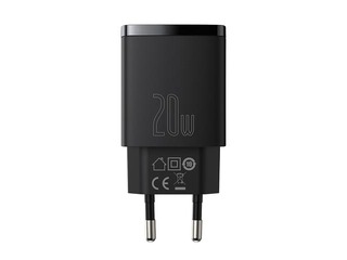 Charger Baseus Compact Quick Type C + USB, 20W, black