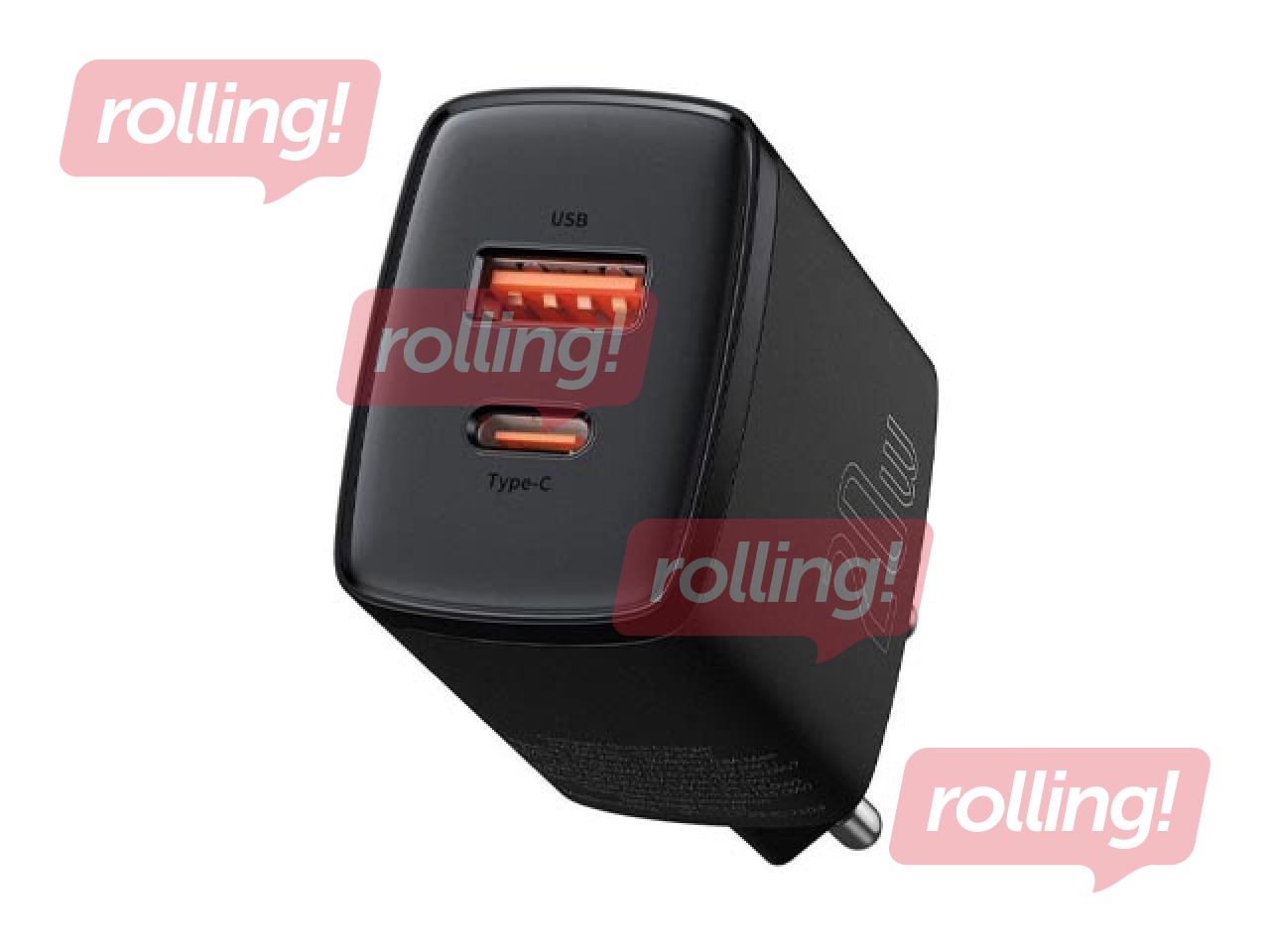 Lādētājs Baseus Compact Quick Type C + USB, 20w, melns