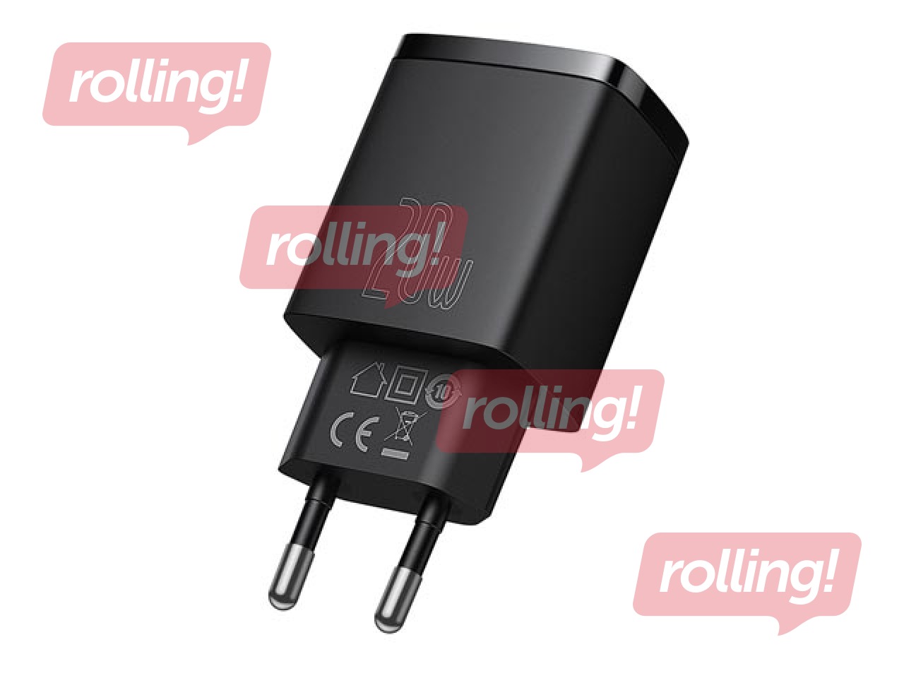Lādētājs Baseus Compact Quick Type C + USB, 20w, melns