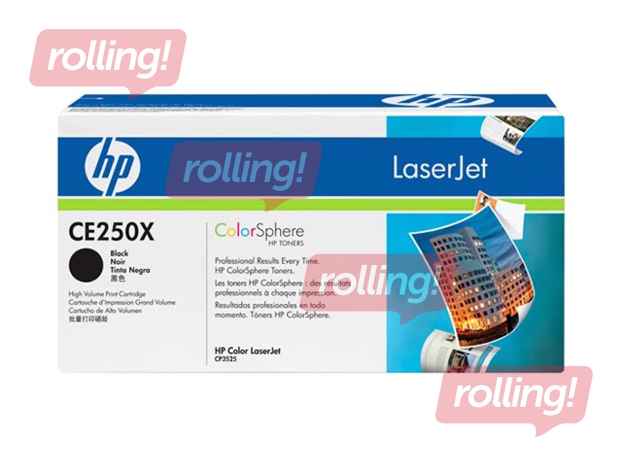 Tonera kasete HP CLJ CP3525, melna, (10500 lpp.)